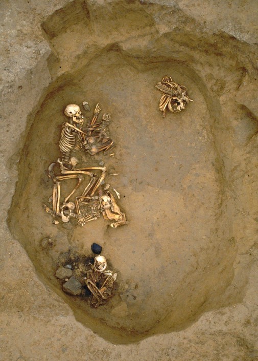 Mehrere Skelette in Fundgrube.