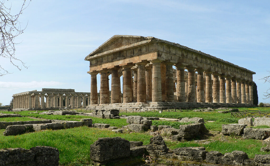 Hera- und Poseidontempel von Paestum im Archäologischen Park Paestum und Velia.
