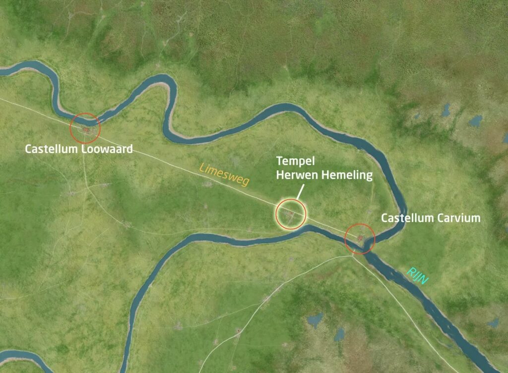 Karte mit Heiligtum Herwen-Hemeling am Limesweg