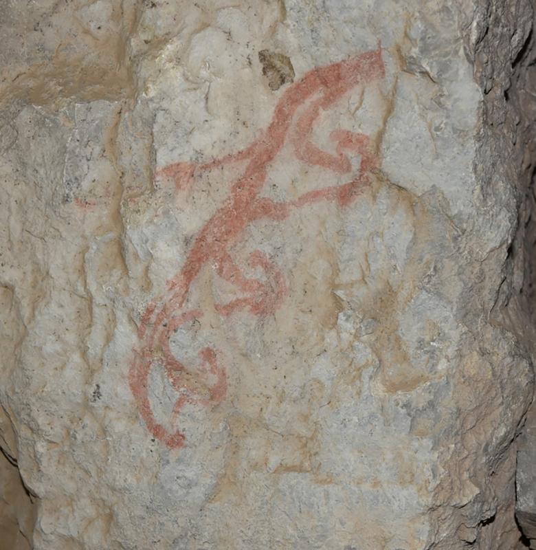 Eine anatolische Hieroglyphe aus Hattuscha, auf einen Felsen gemalt.