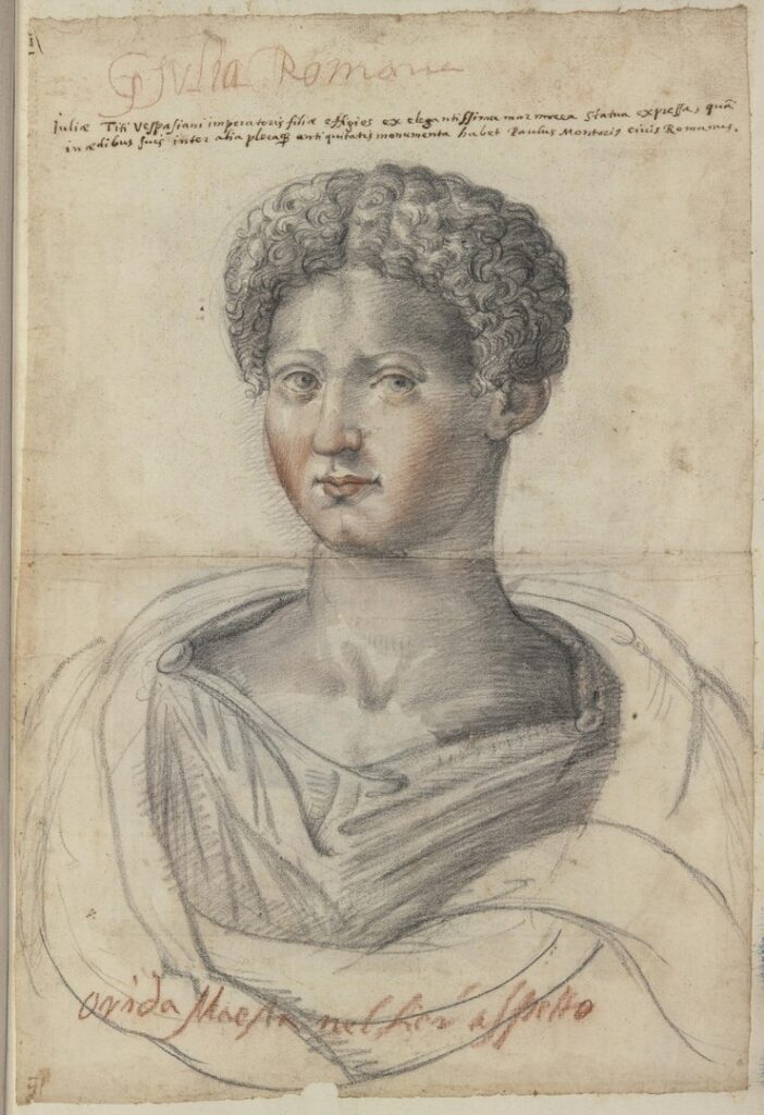 Zeichnung einer antiken Frauenbüste